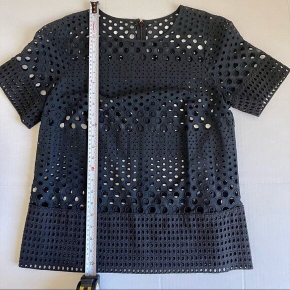 Eyelet Embroided Top -Short Sleeve - Black - Size Small - Picture 3 of 5